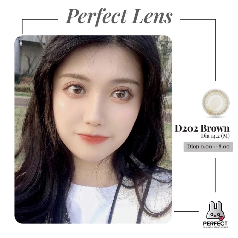 Lens ẢNH MẮT THẬT , Kính Áp Tròng Có Cận và Không Cận , D202 BROWN DIA 14.2 M , Hạn Sử Dụng 1 Năm , Giá Sale