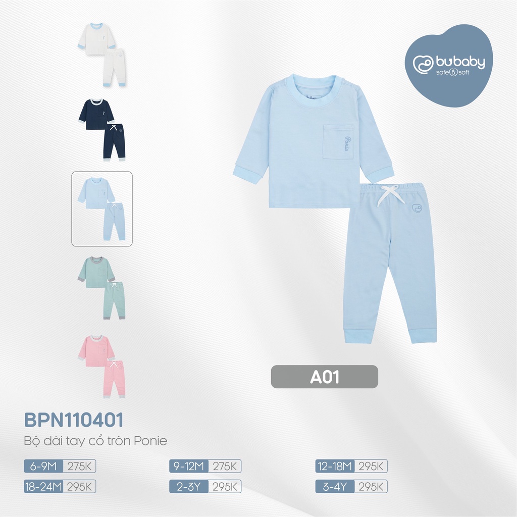[CHÍNH HÃNG] Bộ quần áo dài tay cổ tròn chất liệu mềm mại BU Ponie BPN110401