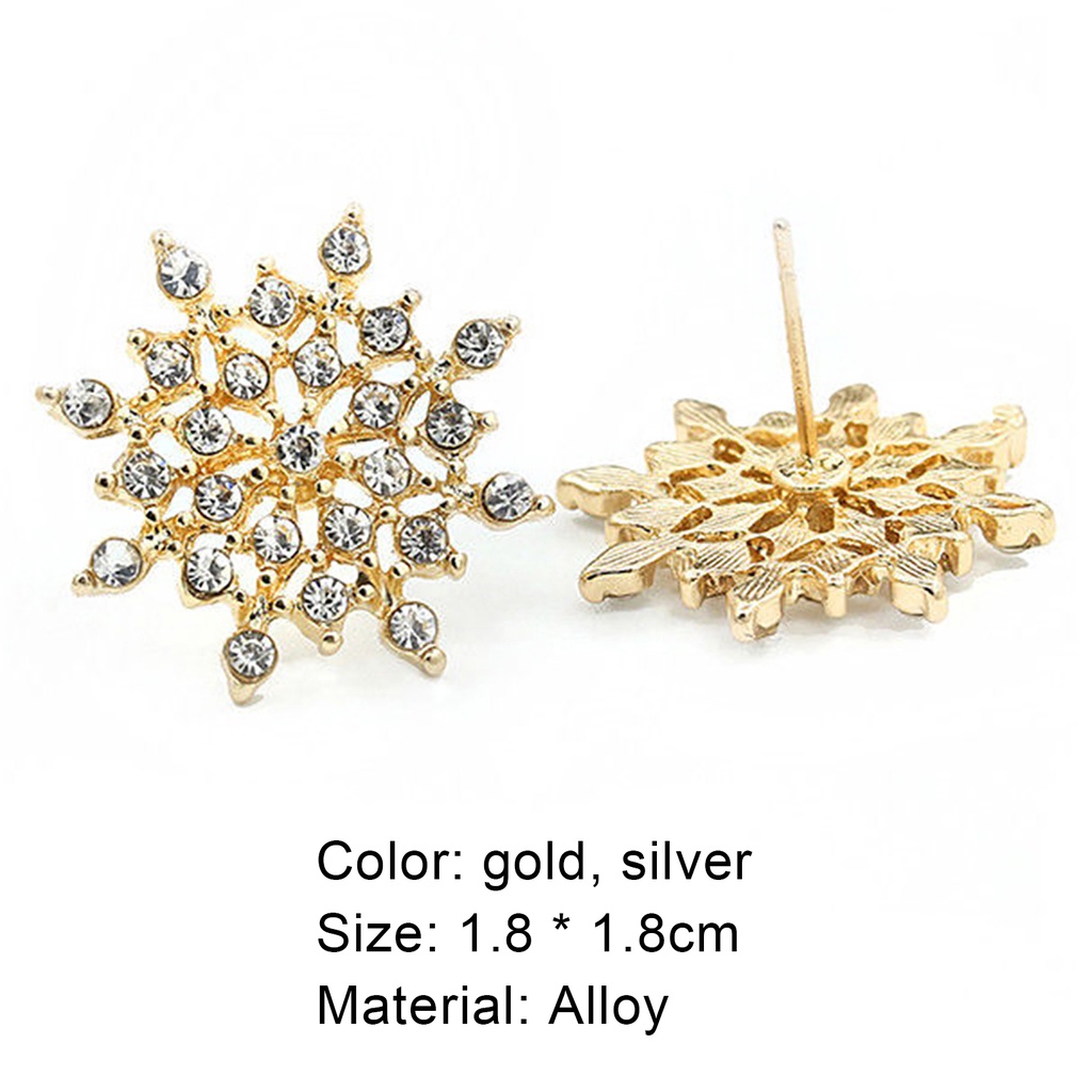 Đôi khuyên tai hình hoa tuyết đính đá thanh lịch cho nữ