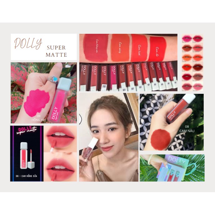 Son kem lì dolly COMBO 12 MÀU DOLLY SUPER MATTE chính hãng Hot Trend 2021 cho chị em