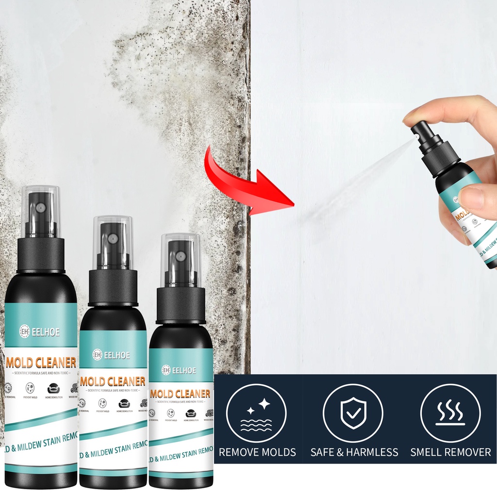 Ღ Bình Xịt Bọt Hoạt Tính Loại Bỏ Nấm Mốc 100Ml Dụng Cụ Làm Sạch Nấm Mốc Đa Năng Dụng Cụ Tẩy Vết Nấm Mốc Dụng Cụ Làm Sạch Nhà Bếp Nệm Tủ Lạnh Tường Gạch