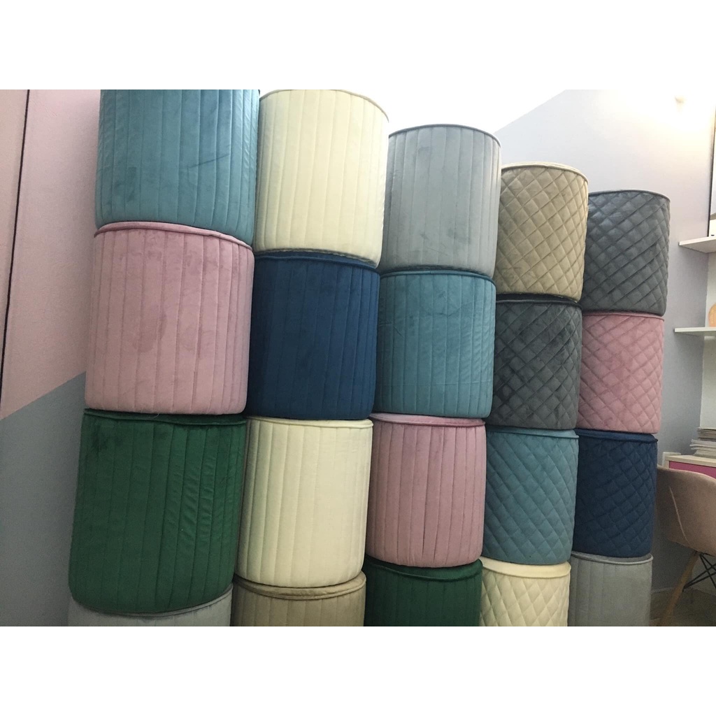 Ghế đôn, ghế sofa, ghế bàn trang điểm trang trí decor phòng ngủ tiệm nail bọc nỉ nhiều màu lựu chọn - Nội thất Chani