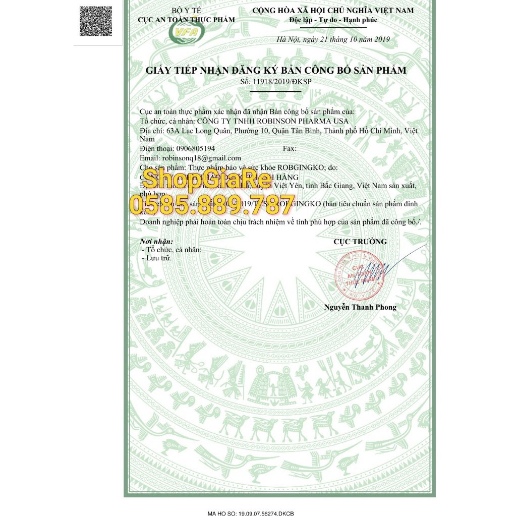 RobGingko viên uống hoạt huyết dưỡng não, bổ não, thiếu máu não