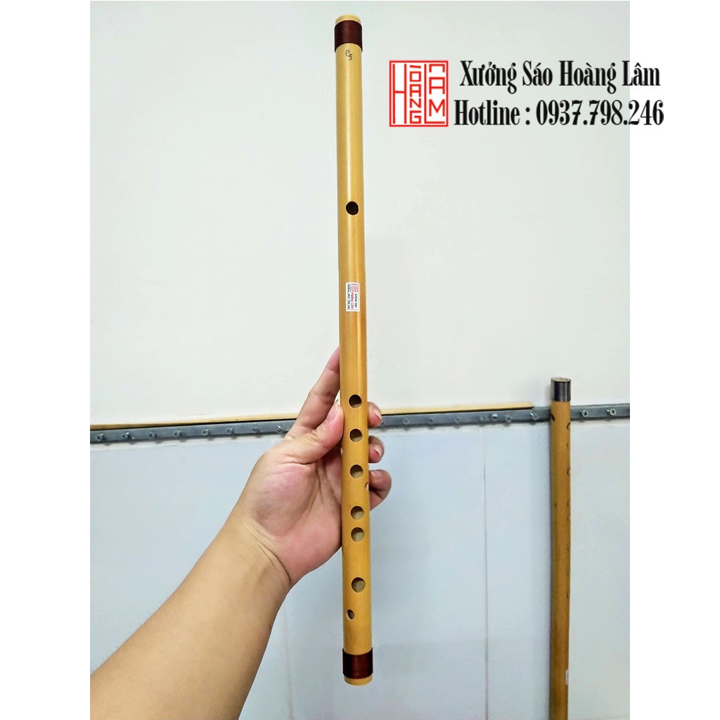 Sáo trúc Hoàng Lâm 10 lỗ cơ bản, tone đô C5 chuẩn âm, giá rẻ cho người mới tập chơi HL20N tặng túi nhung đựng bảo vệ sáo