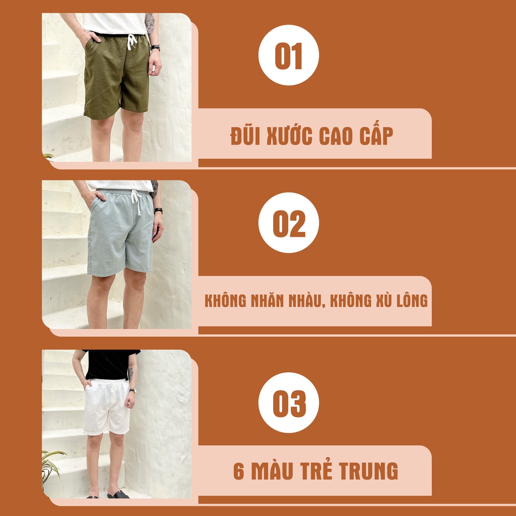 Quần short đùi đũi nam vải sợi ngố lửng thể thao dày dặn AUTOMAN Q04