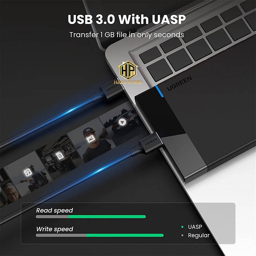 Hộp đựng ổ cứng 2.5 inch Ugreen 30848 - HDD Box dây rời chuẩn USB 3.0 tốc độ cao - Hapustore
