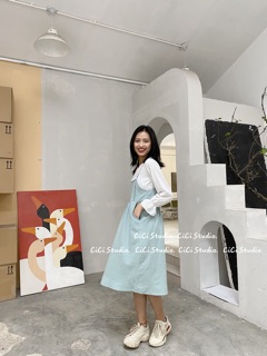 Set váy yếm kèm sơmi - chất thô