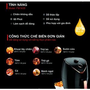 NỒI CHIÊN KHÔNG DẦU FUMAK FM-2055 5.5L 1400W - Xuất xứ Nhật Bản [Đổi trả 30 ngày - BH 18 tháng]