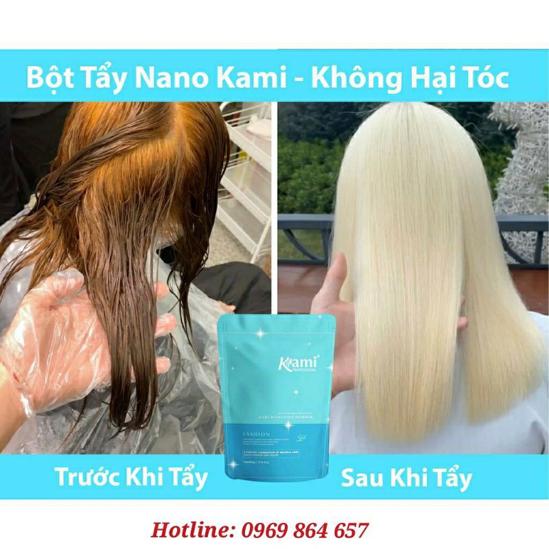 Bột tẩy nano Kami an toàn không hại tóc 500g bột tẩy siêu mịn