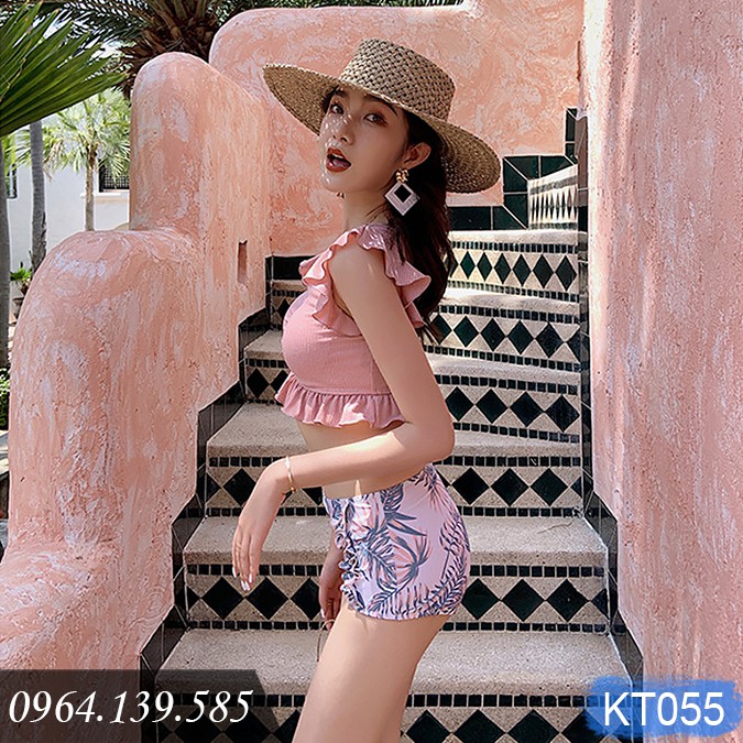 Bộ bơi nữ 3 chi tiết đẹp, bikini kèm váy quây xinh xắn, chất thun bơi lạnh dầy dặn, co giãn đa chiều, tôn dáng | KT055