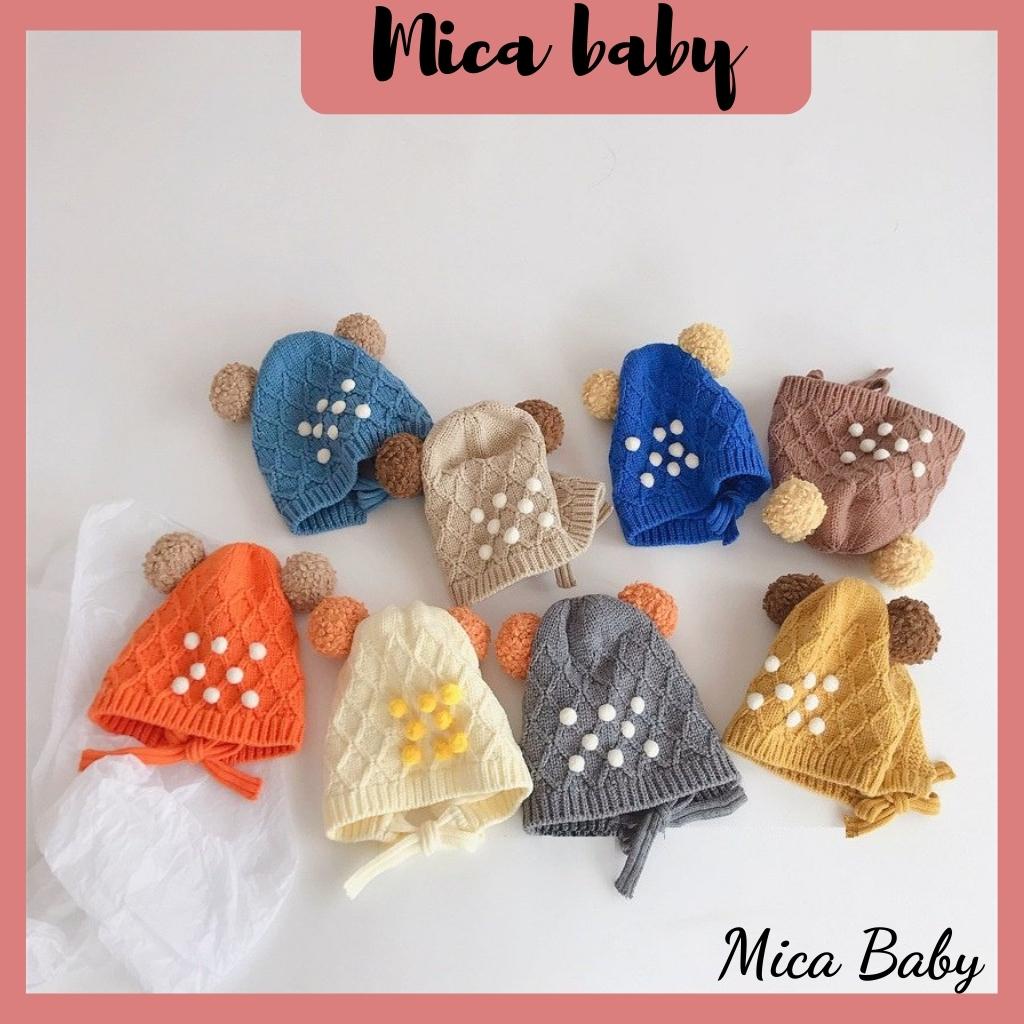 Mũ len tai bông chấm nhỏ đáng yêu cho vé từ 1-5 tuổi Mica baby ML43