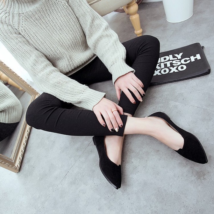 [Hàng cao cấp] Giày búp bê nữ đế bằng da lộn vá mũi xinh xắn - Giày bệt nữ cho học sinh,sinh viên | BigBuy360 - bigbuy360.vn