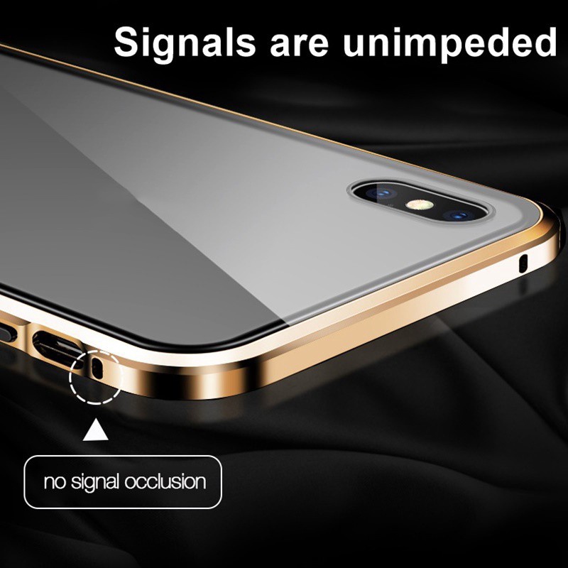 Ốp điện thoại kim loại từ tính hai mặt bảo vệ 360 độ cho iphone 7 8 6s Plus 11 pro MAX XR XS MAX