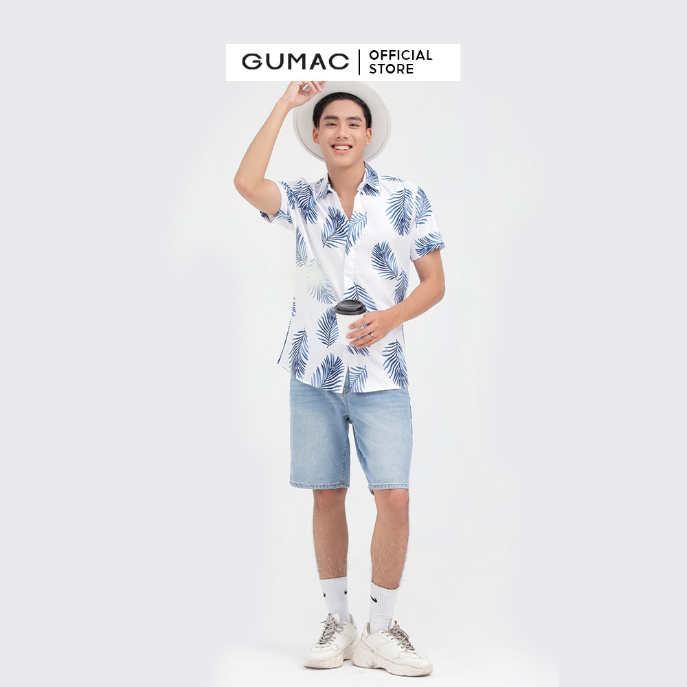 [Mã WABRGD12 giảm 10% đơn 250K] Áo sơ mi nam tay ngắn in lá cọ GUMAC ANB6111 | BigBuy360 - bigbuy360.vn