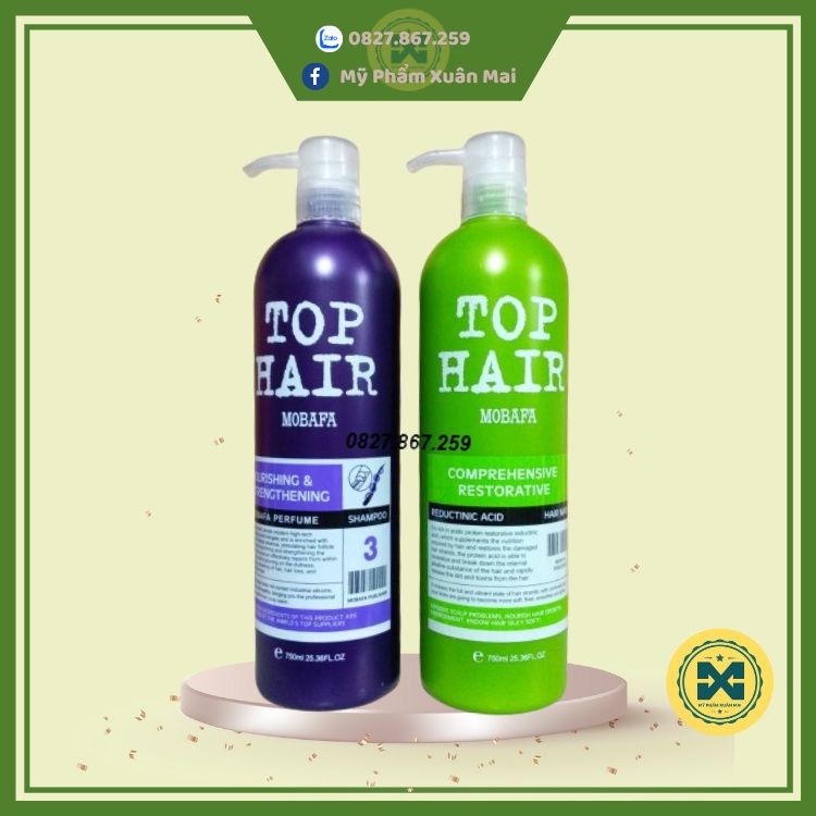 Bộ Dầu Gội-Xả Tophair mobafa siêu mượt 750ml top hair