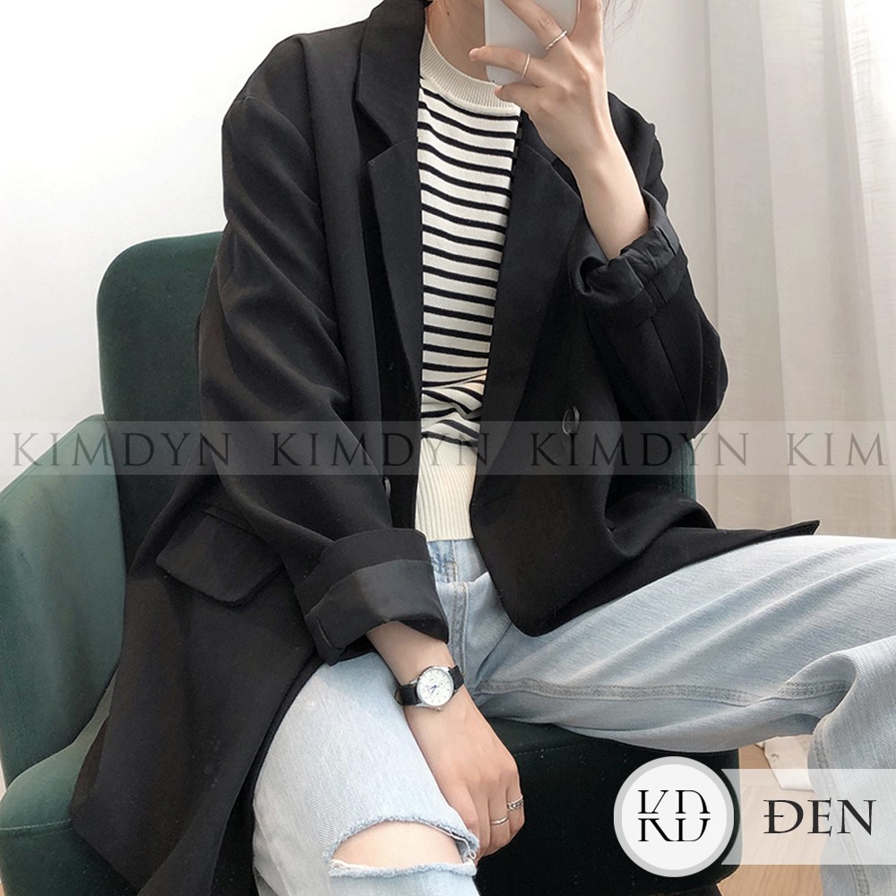 Áo blazer nữ form rộng cá tính 2 lớp KimDyn