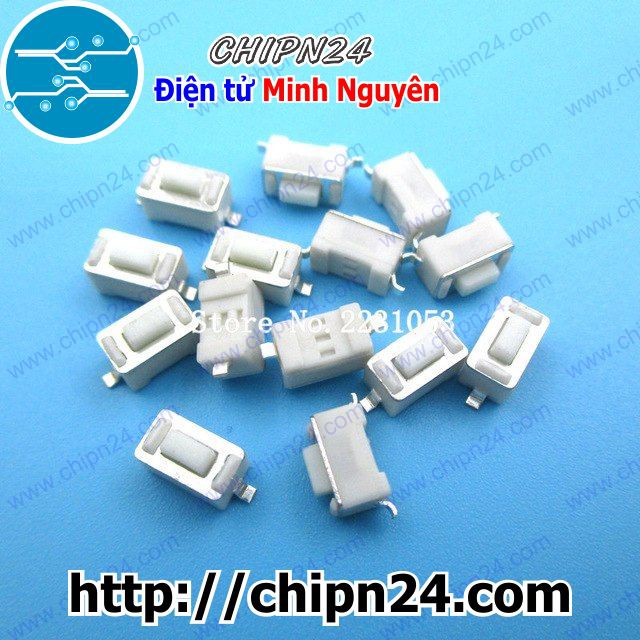 [10 CÁI] Nút nhấn 2 chân 3x6x5mm SMD Dán TRẮNG