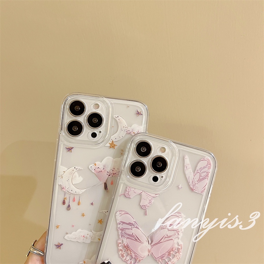 Ốp Điện Thoại TPU Mềm Trong Suốt Họa Tiết Bướm Cho iPhone 14 13 12 11 Pro Max XS Max XR X XS 8 7 6s 6 Plus SE 2020