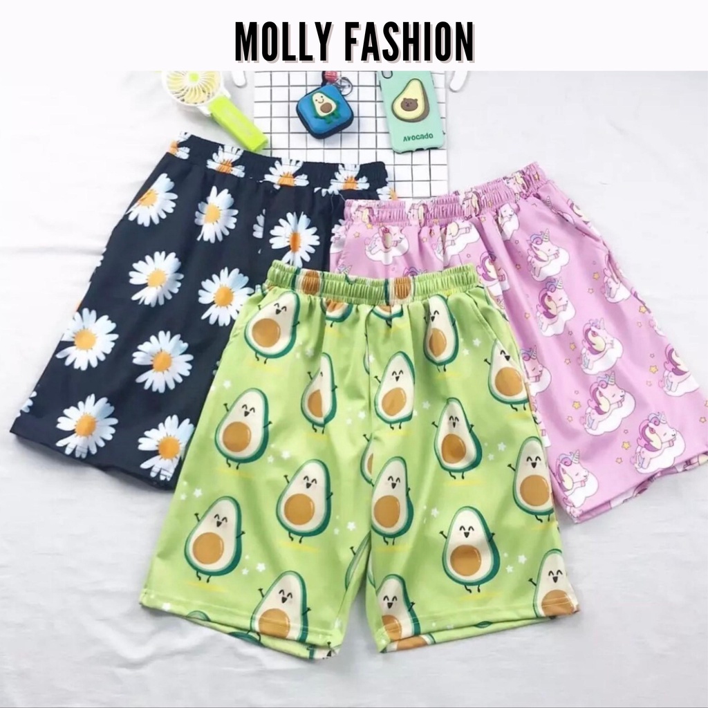 Quần Short hoạt hình Unisex BST 03 ❤️ Quần đùi nam nữ mặc nhà Freesize 38-65kg Molly Fashion