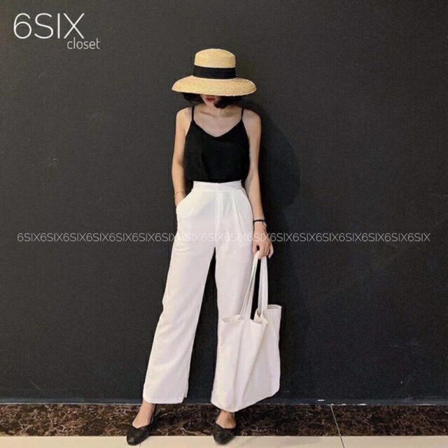 Quần culottes đũi xước hàn, quần đũi ống suông phong cách hàn quốc 112