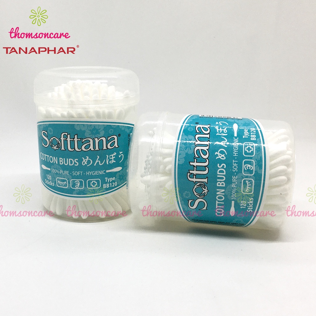 Tăm bông trẻ em Softtana vệ sinh tai, mũi - Lốc 12 lọ hoặc 12 túi cho bé