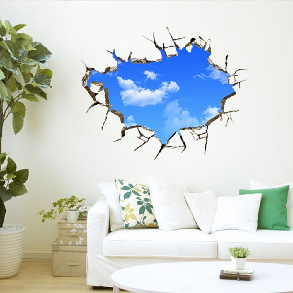 WMES1 Charming Bedroom Living Room Decoration New Arrival Creative Blue Sky White Cloud Wall Sticker Interesting Vivid Nice New Design Lovely Hot Sale Home Decor/Multicolor