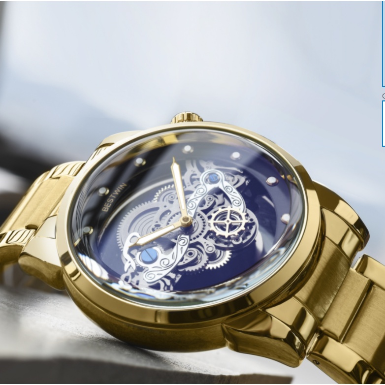 [Mẫu Độc] Đồng Hồ Nam Bestwin Giả Cơ  Trong Suốt, Chống Nước Chống Xước, Đẳng Cấp Thời Trang,Chạy Hai Kim
