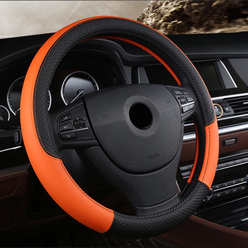 SuperAuto Vỏ Bọc Vô Lăng Xe Hơi 38CM Bằng Da Chống Trượt Trang Trí Ô Tô