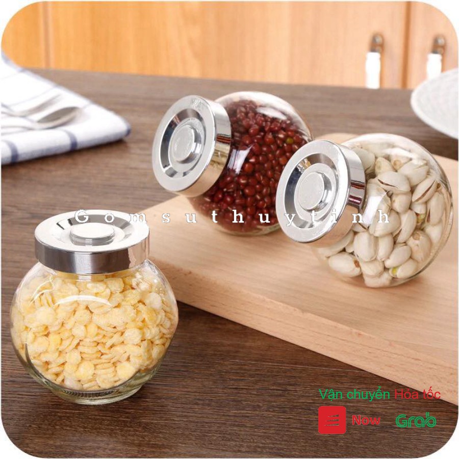 Bộ 10 Hũ thủy tinh/ Lọ thủy tinh hai đáy nắp chống han đựng thực phẩm dung tích 180ml