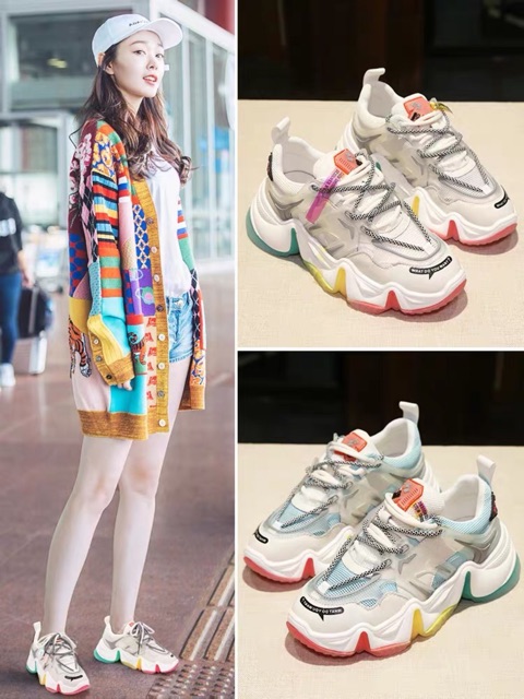 Giầy Nữ Thể Thao uzzang Sắc Màu Cầu Vồng