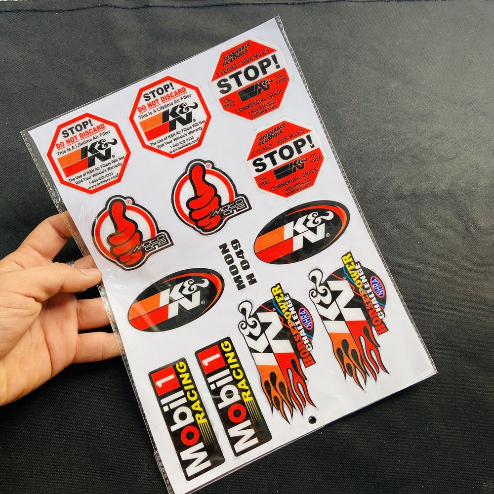 TẤM TEM DẬP NỔI NHIỀU LOGO CÁC HÃNG XE MẪU MARQUEZ 93, SHOEI, HONDA TRANG TRÍ XE SIÊU CHẤT
