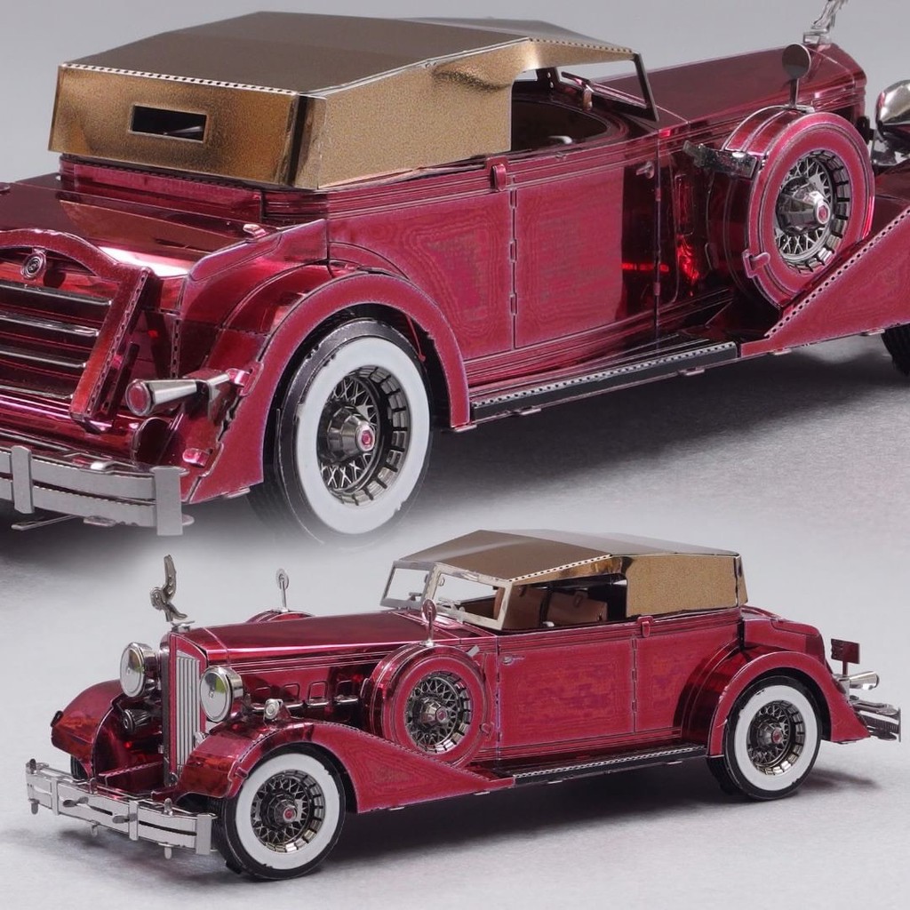 Mô hình 3D kim loại siêu xe cổ Packard Twelve Convertible Victoria đời 1934, Mô hình lắp ráp 3D thép không gỉ - Chưa lắp