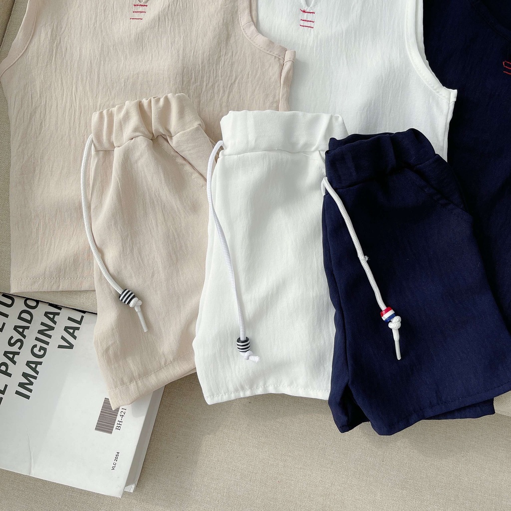 Đồ bộ hè ba lỗ sát nách bé trai bé gái mặc đều xinh chất đũi cao cấp cho bé từ 6-24kg - SUMO KIDS