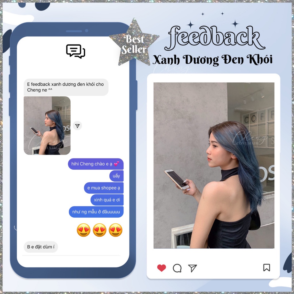 Thuốc Nhuộm Tóc Màu XANH DƯƠNG ĐEN KHÓI, Xanh Đen Khói Không Tẩy | Colormin