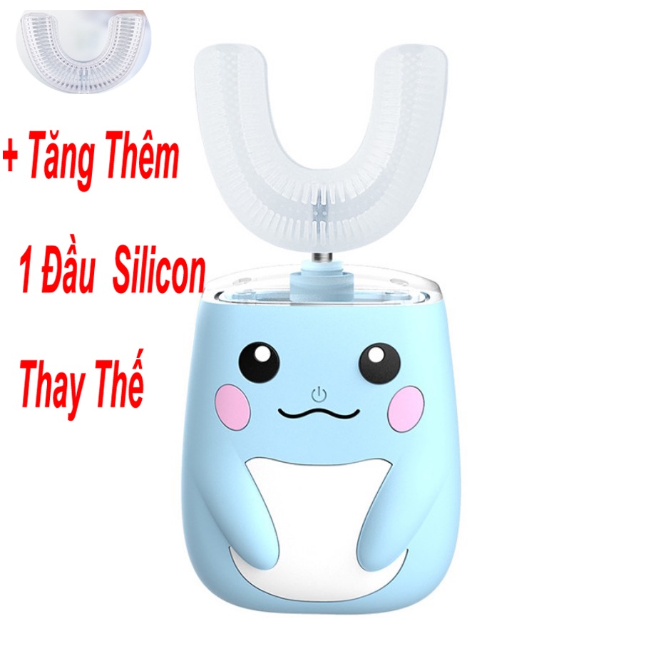 [Tặng Thêm 1 Đầu Silicon]Bàn Chải Đánh Răng Điện Tử Hình Chữ U Trẻ Em Bàn Chải Tập Đánh Răng Cho Bé YQS-818