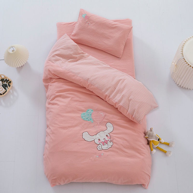 Bán trước۞Bộ chăn ga gối ba miếng cotton loại A wash cho trẻ em mẫu giáo 120 * 150