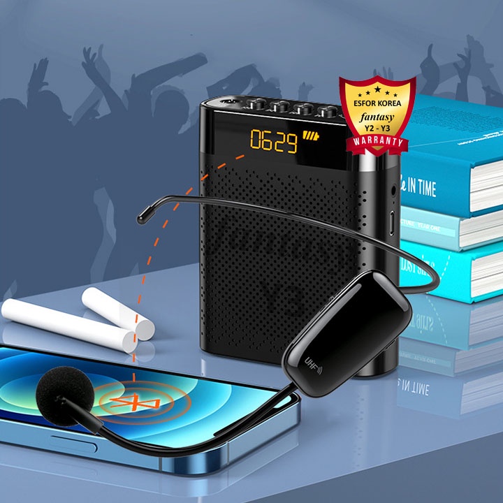 Máy trợ giảng không dây Esfor Fantasy Y3 Hàn Quốc, Loa Bluetooth song song 2 Mic, nhập khẩu chính hãng