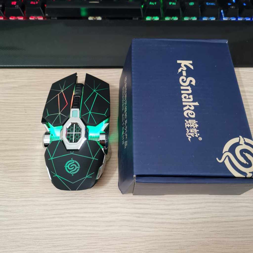 Chuột không dây Gaming (Mouse wireless) K-Snake Q7 Tia sét- Pin sạc - Led RBG 7 màu tự đổi - Chính Hãng