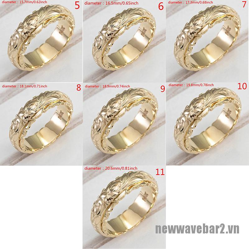 Bộ 2 Nhẫn Mạ Vàng 14k Khắc Hoa Tinh Tế