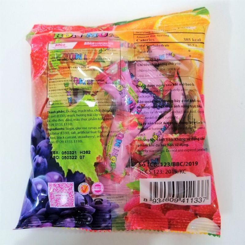 Kẹo trái cây Bốn Mùa Bibica gói 70g