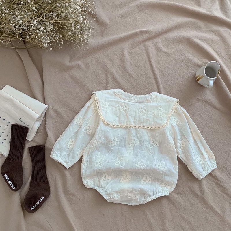 Áo Liền Quần Tay Dài Thu Đông Cho Bé Gái Phong Cách Hàn Quốc