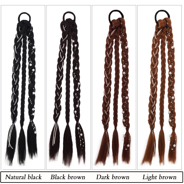 Bím Tóc Giả Bằng Sợi Tổng Hợp Màu Đen / Nâu Co Giãn Dành Cho Trẻ Em