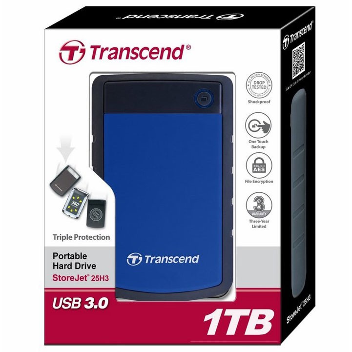 Ổ Cứng Di Động Transcend StoreJet 1TB USB 3.0/3.1 - TS1TSJ25 - Hàng Chính Hãng