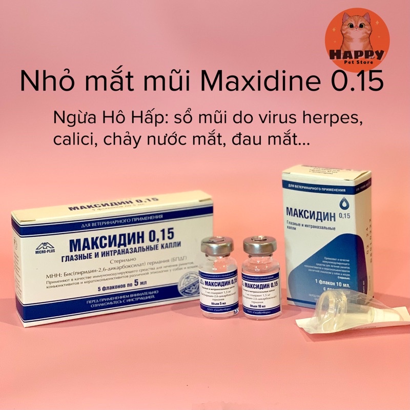 Nhỏ mắt mũi Maxidine 0.15 cho chó mèo nhập Nga