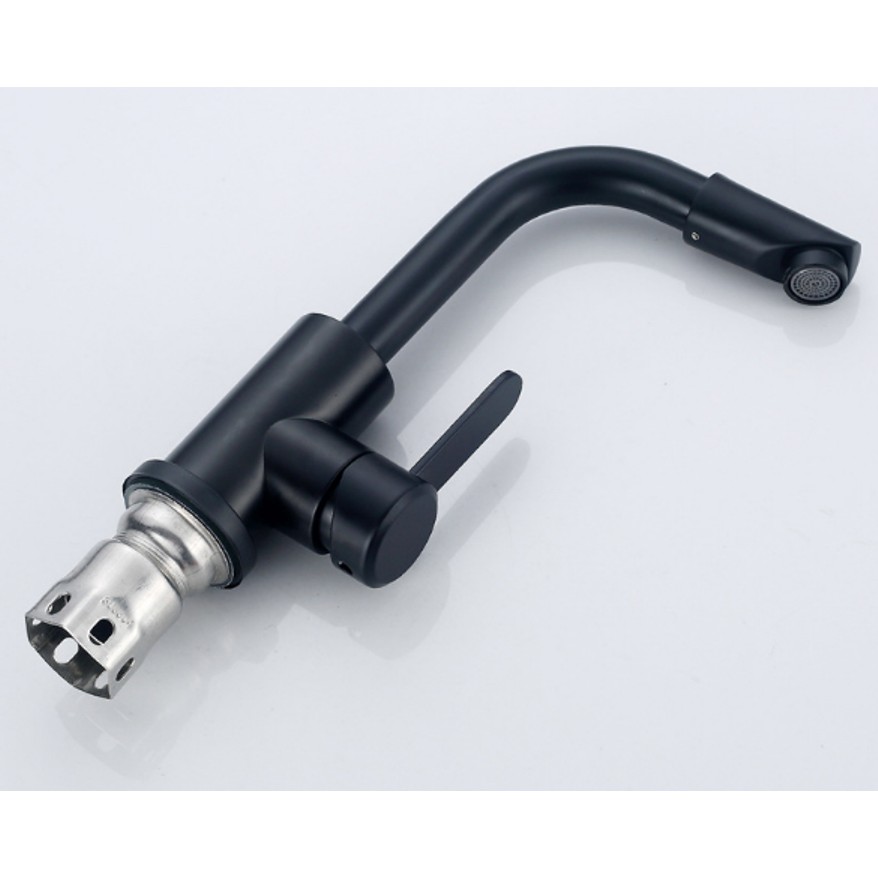 Vòi lavabo nóng lạnh đen Inox 304  MS4 - đầu vòi xoay 360 độ