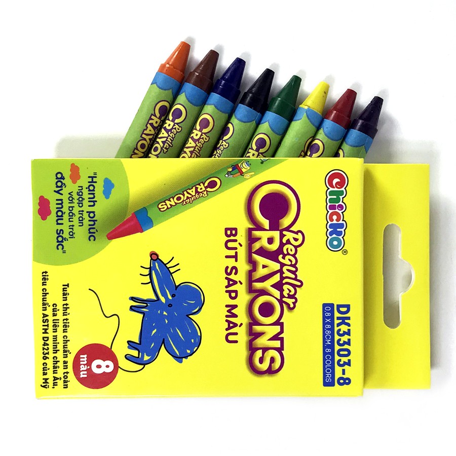 Bút sáp màu DUKA Regular Crayons 8 màu DK3303-8 (Dành cho bé 3+)