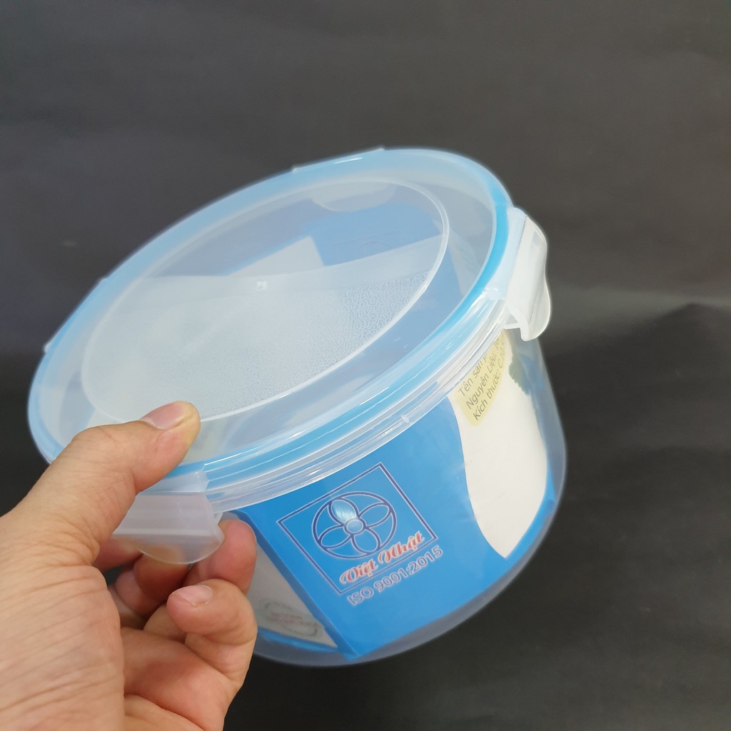 Hộp để thực phẩm cao cấp chuẩn Việt Nhật, hộp đựng thức ăn để tủ lạnh loại xịn, hình tròn cỡ số 3, có nắp đạy chắc