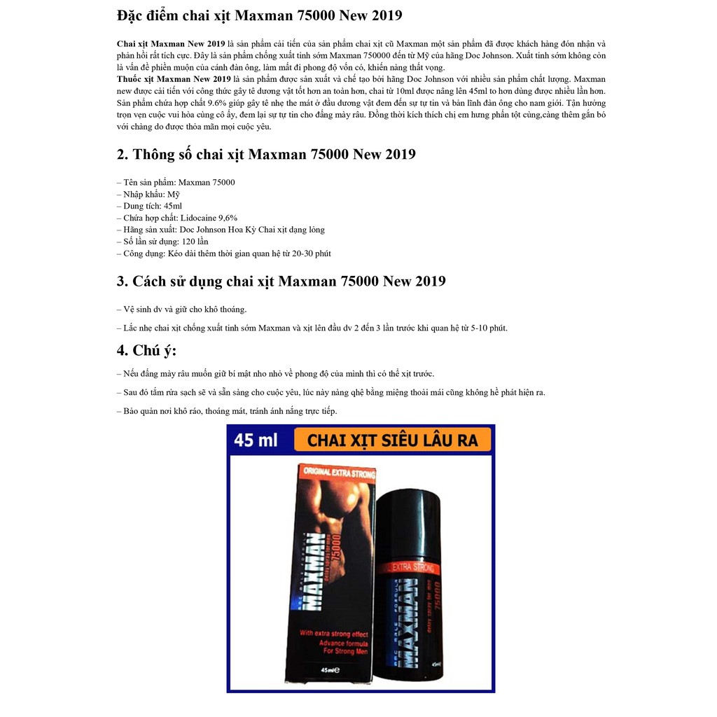 Xịt Maxman Nhanh Chóng Tiện Lợi | BigBuy360 - bigbuy360.vn