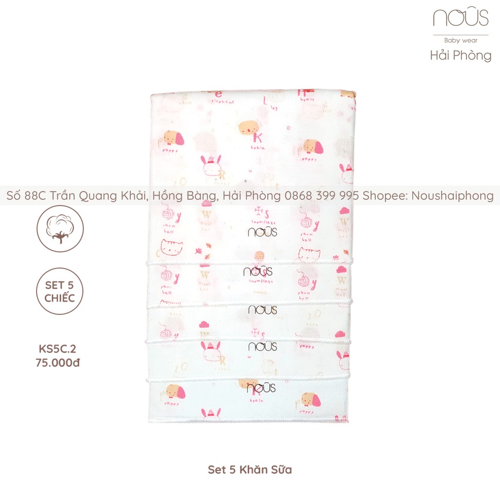 Set 5 Khăn Sữa Chó Mèo Hồng Nous