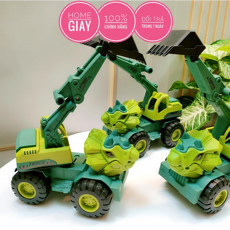 Đồ chơi xe ô tô khủng long máy xúc Home giay trẻ em, bộ đồ chơi nhiều con khủng long